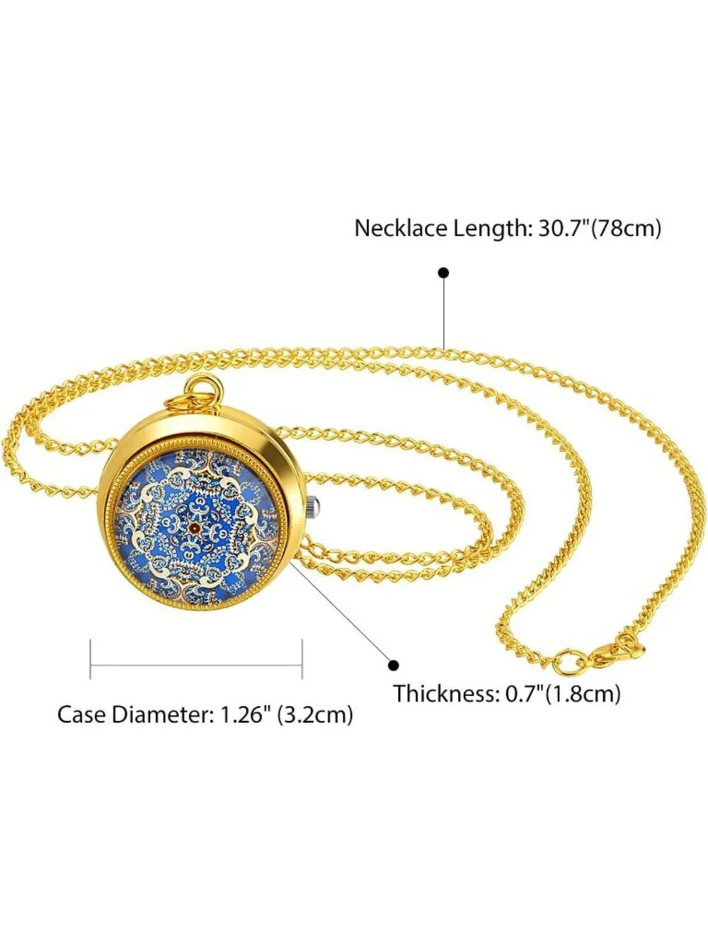 Women's Gold Analog Quartz Floral Vintage Pendant Necklace Chain Pocket Watch